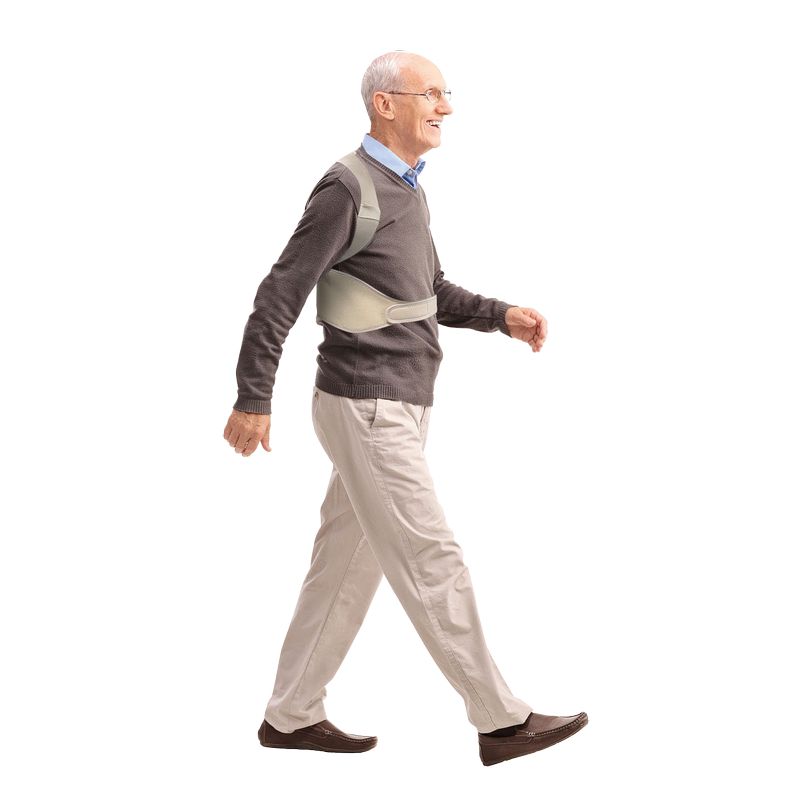 Redresse-dos postural ergonomique pour maintenir une posture droite en marchant.