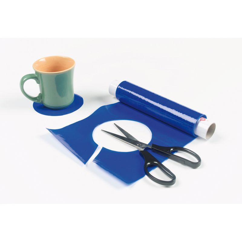 Antidérapant Dycem bleu découpé en rond pour servir de sous-tasse