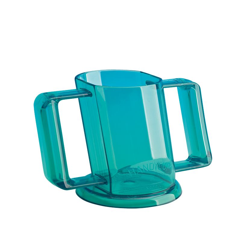 Tasse inclinée Handycup verte à 2 anses, sans couvercle