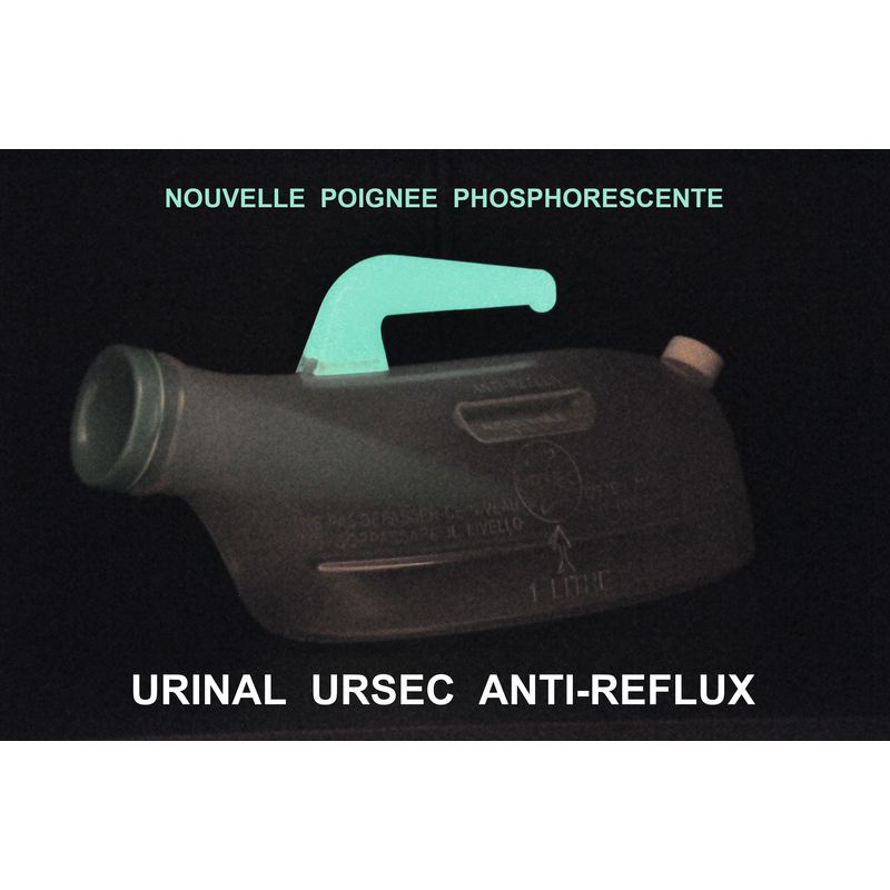 Urinal anti-reflux avec poignée phophorescente